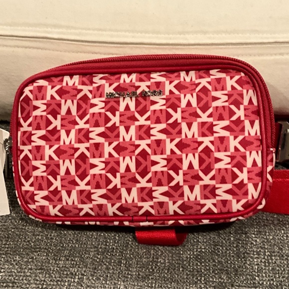 Michael Kors Dark Raspberry/White Logo Belt Bag NWT - Picture 3 of 7